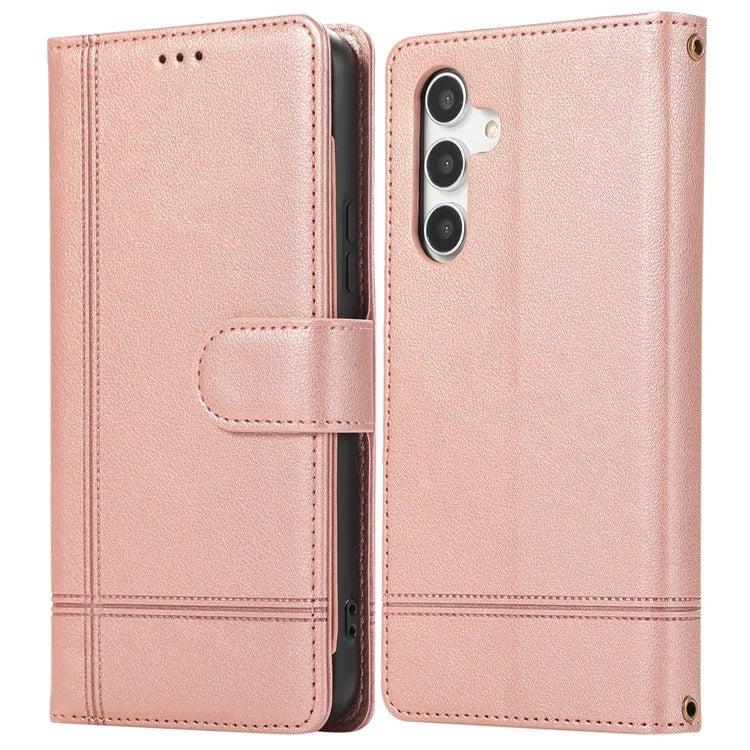For Samsung Galaxy A54 5G Cell Phone Case Built-in Mirror PU Leather Wallet Stand Anti-drop Cover