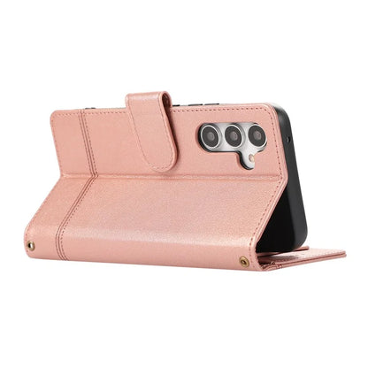 For Samsung Galaxy A54 5G Cell Phone Case Built-in Mirror PU Leather Wallet Stand Anti-drop Cover