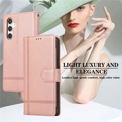 For Samsung Galaxy A54 5G Cell Phone Case Built-in Mirror PU Leather Wallet Stand Anti-drop Cover