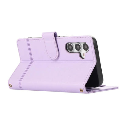 For Samsung Galaxy A54 5G Cell Phone Case Built-in Mirror PU Leather Wallet Stand Anti-drop Cover