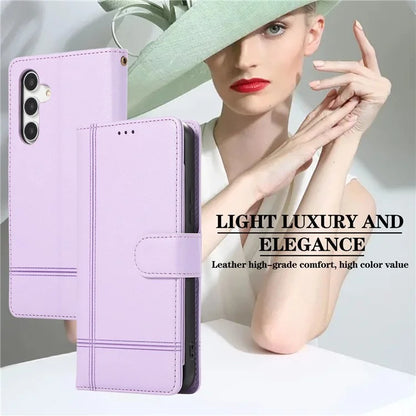 For Samsung Galaxy A54 5G Cell Phone Case Built-in Mirror PU Leather Wallet Stand Anti-drop Cover