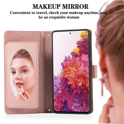For Samsung Galaxy S20 FE 4G / S20 FE 5G / S20 Lite / S20 FE 2022 Case Leather Wallet Phone Cover with Mirror