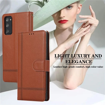 For Samsung Galaxy S20 FE 4G / S20 FE 5G / S20 Lite / S20 FE 2022 Case Leather Wallet Phone Cover with Mirror