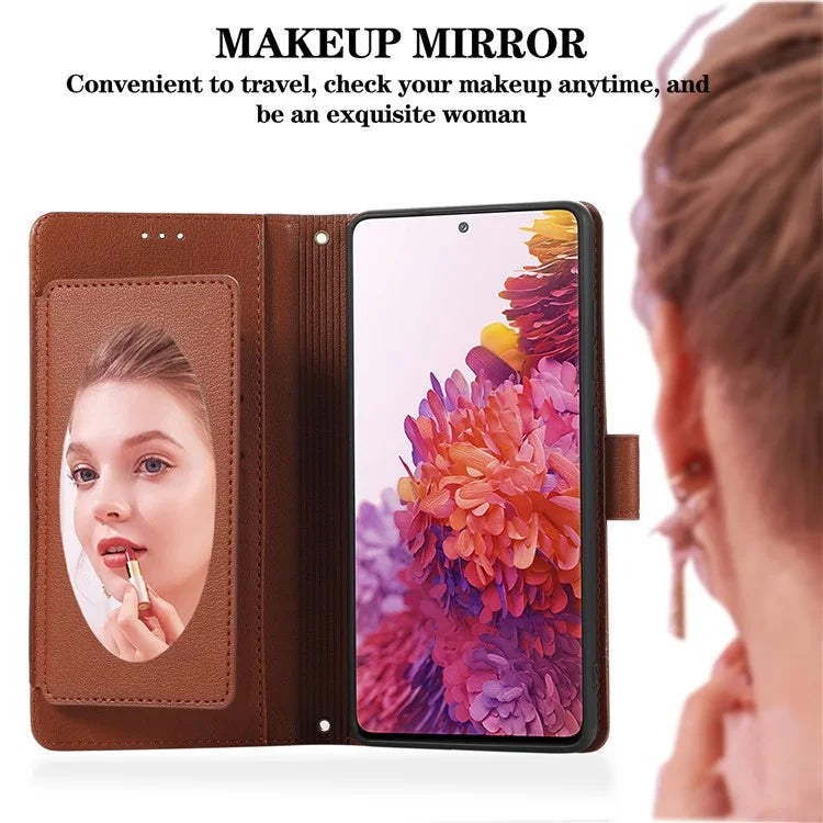 For Samsung Galaxy S20 FE 4G / S20 FE 5G / S20 Lite / S20 FE 2022 Case Leather Wallet Phone Cover with Mirror