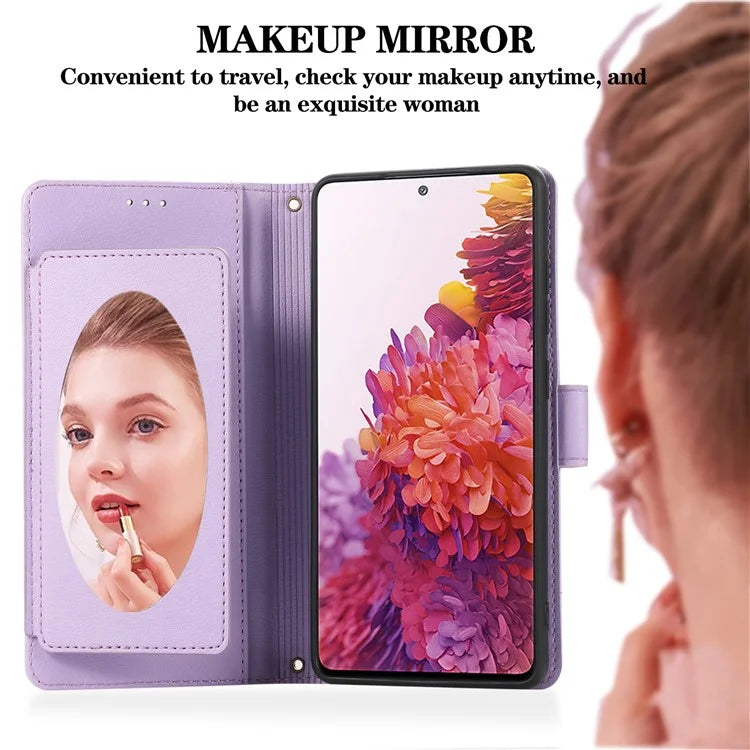 For Samsung Galaxy S20 FE 4G / S20 FE 5G / S20 Lite / S20 FE 2022 Case Leather Wallet Phone Cover with Mirror