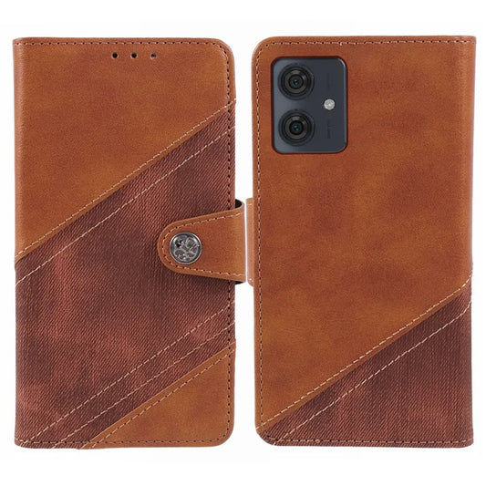 For Motorola Moto G54 5G PU Leather Cell Phone Case Splicing Crazy Horse Texture Wallet Cover