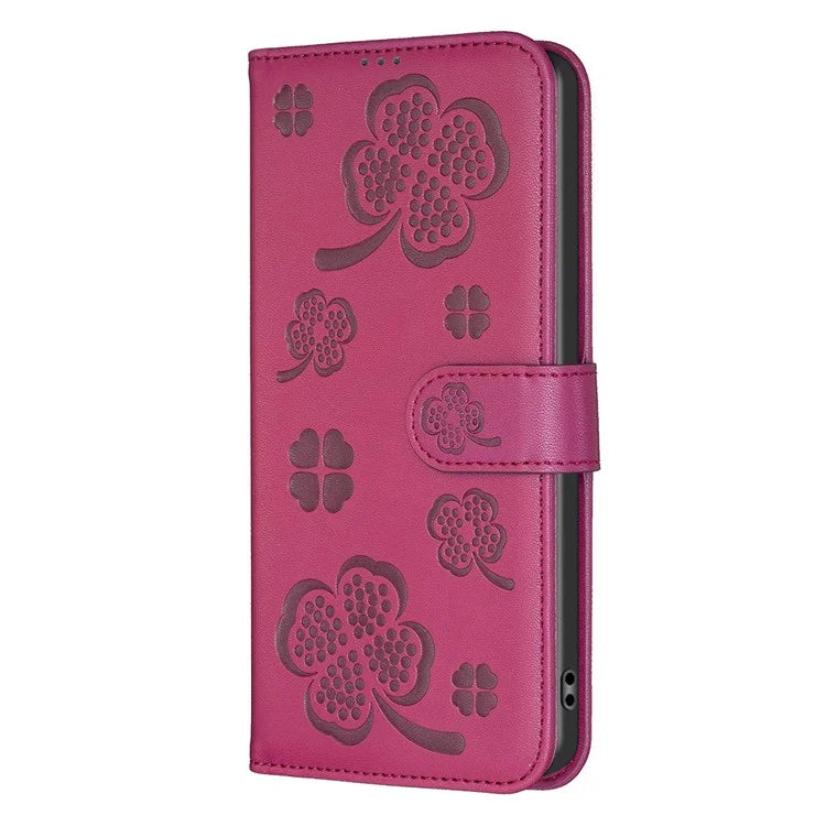 For Honor X7b 4G Wallet Leather Case Clover Pattern Flip Phone Cover