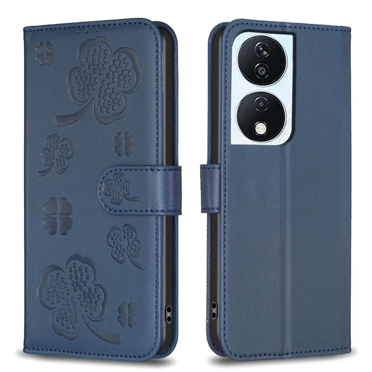 For Honor X7b 4G Wallet Leather Case Clover Pattern Flip Phone Cover