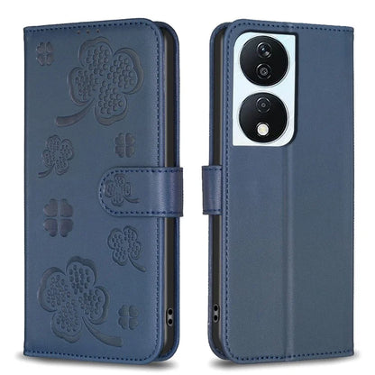 For Honor X7b 4G Wallet Leather Case Clover Pattern Flip Phone Cover