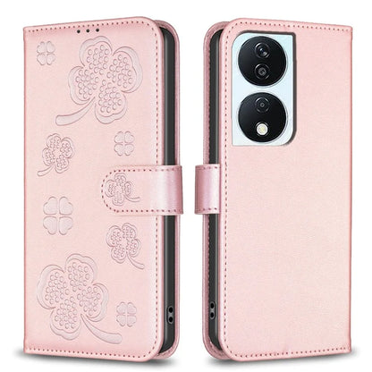 For Honor X7b 4G Wallet Leather Case Clover Pattern Flip Phone Cover
