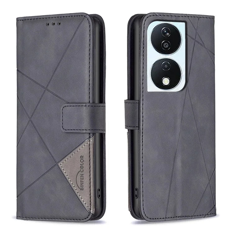 BINFEN COLOR BF05 For Honor X7b 4G Leather Case Stand Wallet Protective Phone Cover