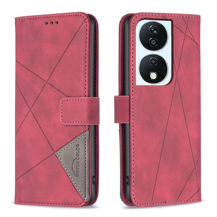 BINFEN COLOR BF05 For Honor X7b 4G Leather Case Stand Wallet Protective Phone Cover