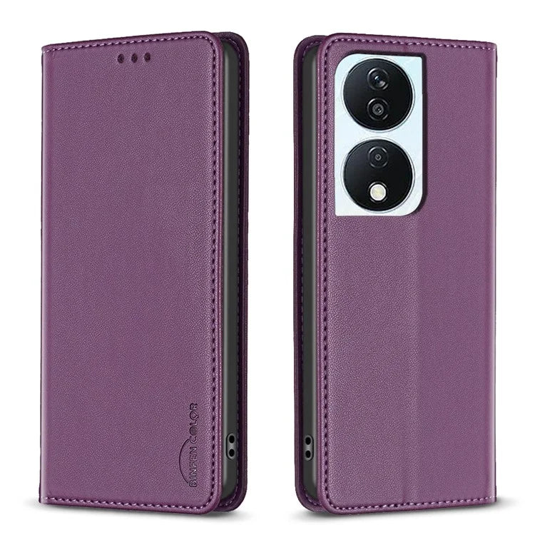 BINFEN COLOR BF18 For Honor X7b 4G Card Slots Leather Case Magnetic Auto Closing