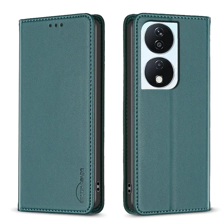 BINFEN COLOR BF18 For Honor X7b 4G Card Slots Leather Case Magnetic Auto Closing