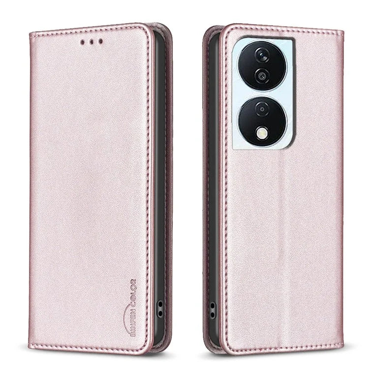 BINFEN COLOR BF18 For Honor X7b 4G Card Slots Leather Case Magnetic Auto Closing