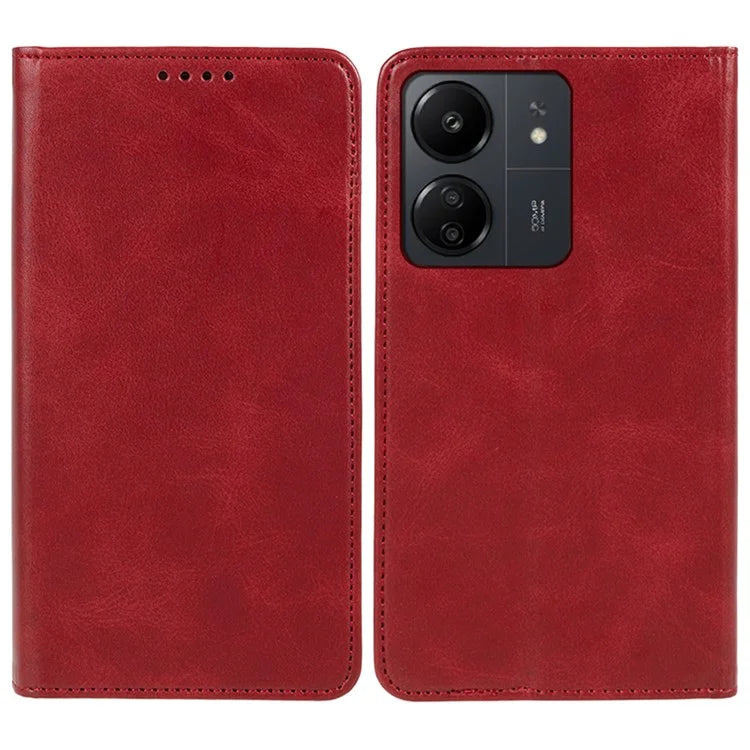 For Xiaomi Redmi 13C 4G / Poco C65 4G Cell Phone Case Calf Texture PU Leather Stand Anti-drop Cover