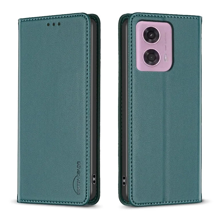 BINFEN COLOR BF18 For Motorola Moto G34 5G Case Card Holder Leather Phone Cover
