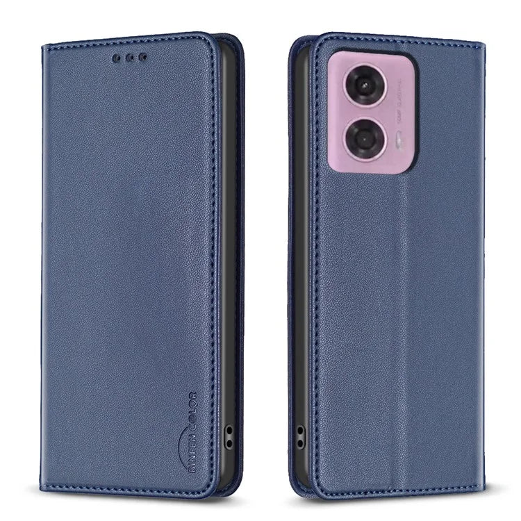 BINFEN COLOR BF18 For Motorola Moto G34 5G Case Card Holder Leather Phone Cover