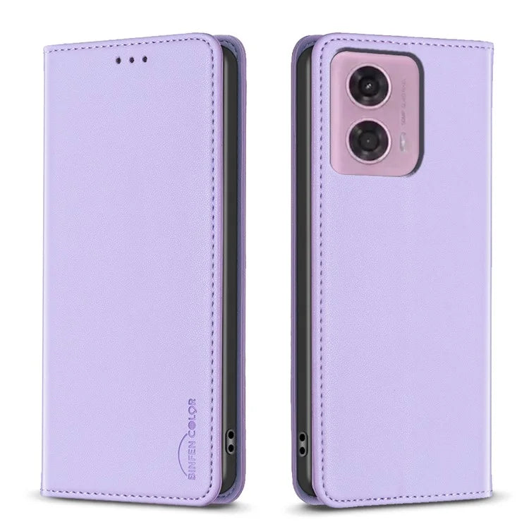 BINFEN COLOR BF18 For Motorola Moto G34 5G Case Card Holder Leather Phone Cover