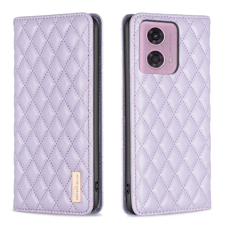 BINFEN COLOR BF Style-16 For Motorola Moto G34 5G Leather Cell Phone Cover with Card Holder Stand Flip Case