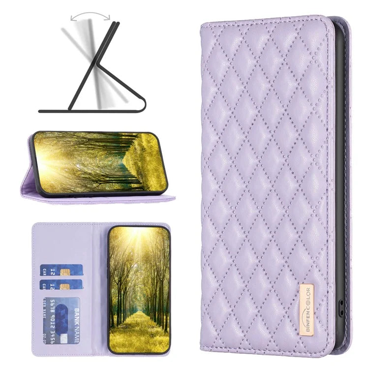 BINFEN COLOR BF Style-16 For Motorola Moto G34 5G Leather Cell Phone Cover with Card Holder Stand Flip Case