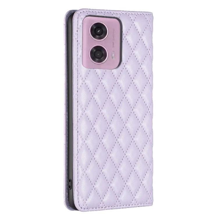 BINFEN COLOR BF Style-16 For Motorola Moto G34 5G Leather Cell Phone Cover with Card Holder Stand Flip Case