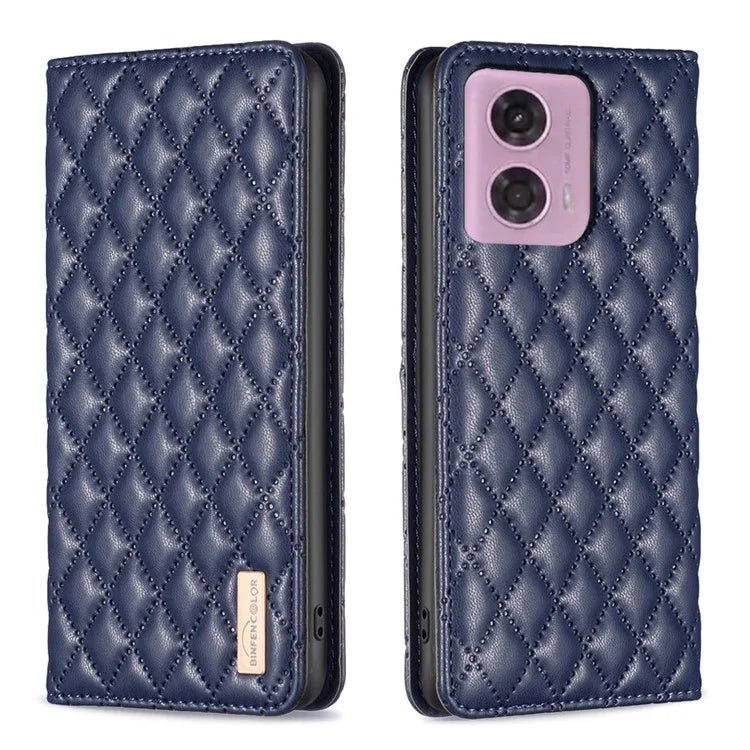 BINFEN COLOR BF Style-16 For Motorola Moto G34 5G Leather Cell Phone Cover with Card Holder Stand Flip Case