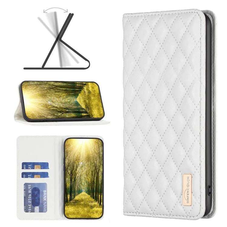BINFEN COLOR BF Style-16 For Motorola Moto G34 5G Leather Cell Phone Cover with Card Holder Stand Flip Case