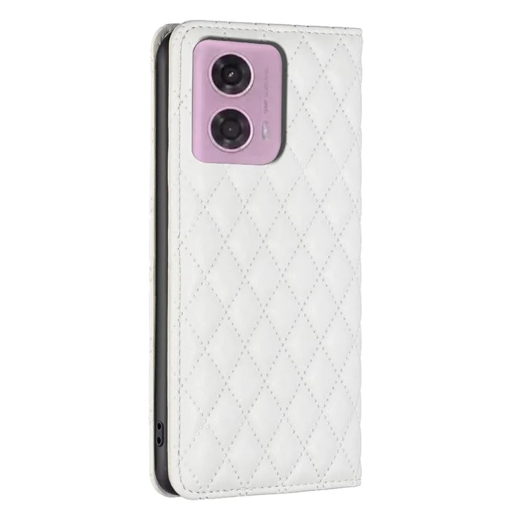 BINFEN COLOR BF Style-16 For Motorola Moto G34 5G Leather Cell Phone Cover with Card Holder Stand Flip Case