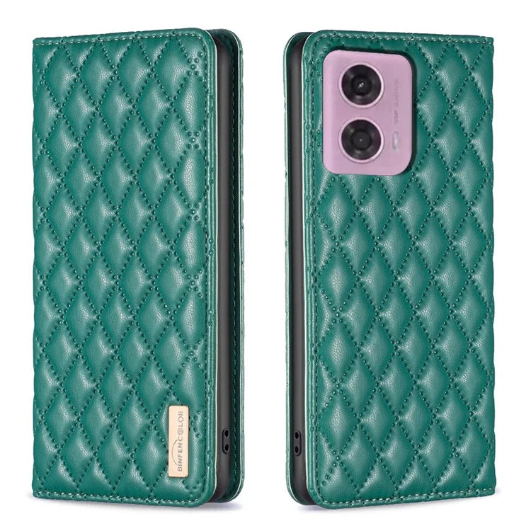 BINFEN COLOR BF Style-16 For Motorola Moto G34 5G Leather Cell Phone Cover with Card Holder Stand Flip Case