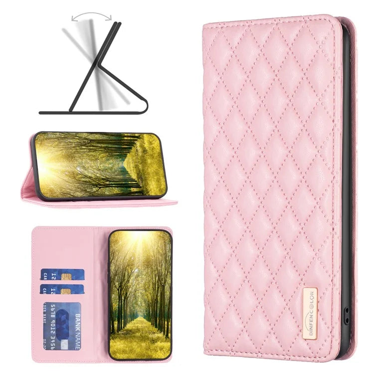 BINFEN COLOR BF Style-16 For Motorola Moto G34 5G Leather Cell Phone Cover with Card Holder Stand Flip Case