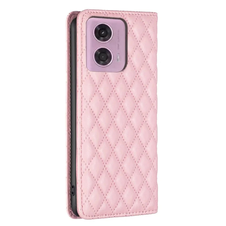 BINFEN COLOR BF Style-16 For Motorola Moto G34 5G Leather Cell Phone Cover with Card Holder Stand Flip Case