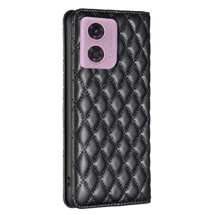 BINFEN COLOR BF Style-16 For Motorola Moto G34 5G Leather Cell Phone Cover with Card Holder Stand Flip Case