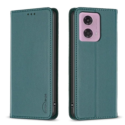 BINFEN COLOR BF18 For Motorola Moto G24 4G / G04 4G Leather Case Stand Phone Cover Card Slots