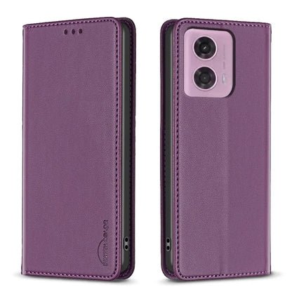 BINFEN COLOR BF18 For Motorola Moto G24 4G / G04 4G Leather Case Stand Phone Cover Card Slots
