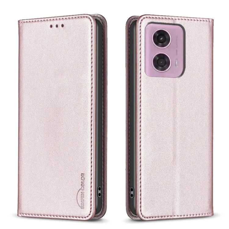 BINFEN COLOR BF18 For Motorola Moto G24 4G / G04 4G Leather Case Stand Phone Cover Card Slots