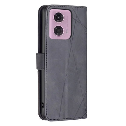 BINFEN COLOR BF05 For Motorola Moto G24 4G / G04 4G Leather Wallet Case Imprinted Geometric Line