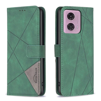 BINFEN COLOR BF05 For Motorola Moto G24 4G / G04 4G Leather Wallet Case Imprinted Geometric Line