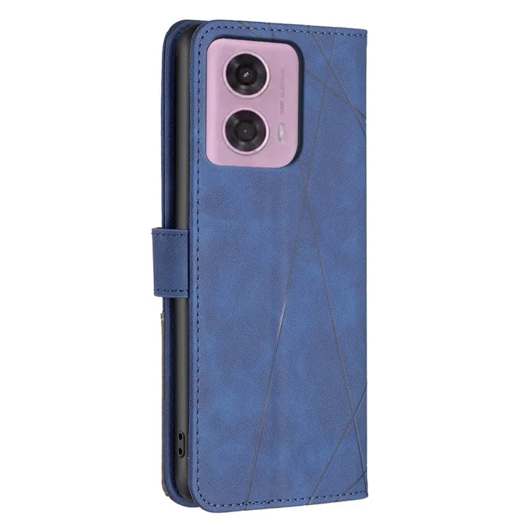 BINFEN COLOR BF05 For Motorola Moto G24 4G / G04 4G Leather Wallet Case Imprinted Geometric Line