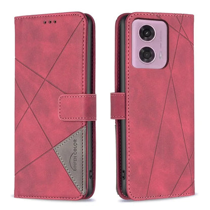 BINFEN COLOR BF05 For Motorola Moto G24 4G / G04 4G Leather Wallet Case Imprinted Geometric Line