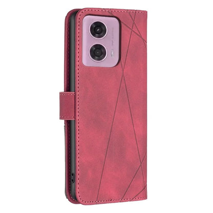 BINFEN COLOR BF05 For Motorola Moto G24 4G / G04 4G Leather Wallet Case Imprinted Geometric Line