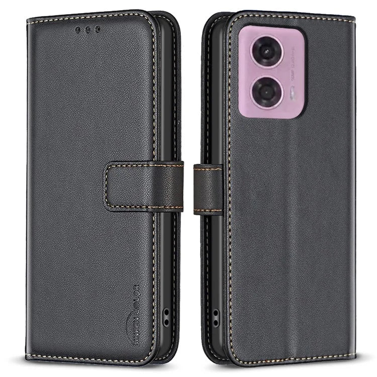 BINFEN COLOR BF17 For Motorola Moto G24 4G / G04 4G Leather Case Drop-proof Phone Cover