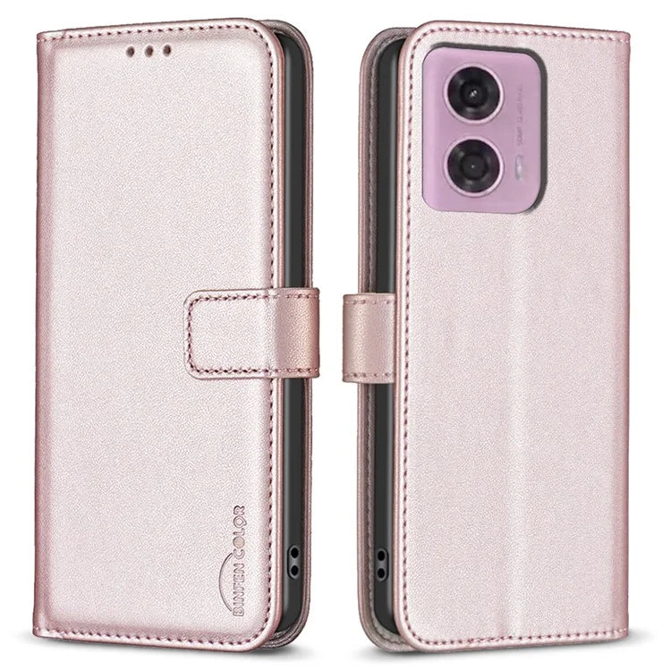 BINFEN COLOR BF17 For Motorola Moto G24 4G / G04 4G Leather Case Drop-proof Phone Cover