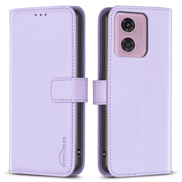BINFEN COLOR BF17 For Motorola Moto G24 4G / G04 4G Leather Case Drop-proof Phone Cover