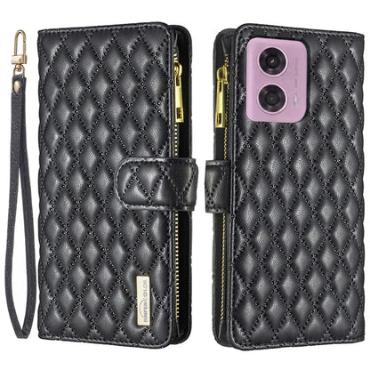 BINFEN COLOR BF Style-15 For Motorola Moto G24 4G / G04 4G PU Leather Phone Case Magnetic Closure Zipper Pocket