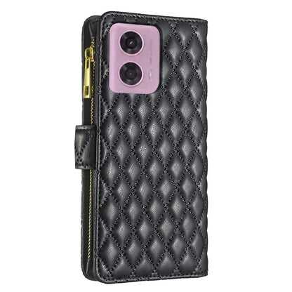 BINFEN COLOR BF Style-15 For Motorola Moto G24 4G / G04 4G PU Leather Phone Case Magnetic Closure Zipper Pocket