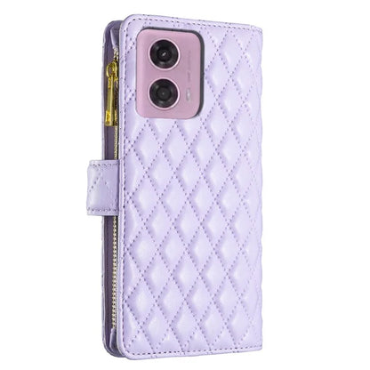 BINFEN COLOR BF Style-15 For Motorola Moto G24 4G / G04 4G PU Leather Phone Case Magnetic Closure Zipper Pocket