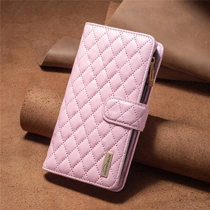 BINFEN COLOR BF Style-15 For Motorola Moto G24 4G / G04 4G PU Leather Phone Case Magnetic Closure Zipper Pocket