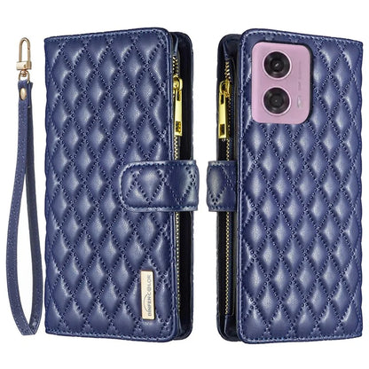 BINFEN COLOR BF Style-15 For Motorola Moto G24 4G / G04 4G PU Leather Phone Case Magnetic Closure Zipper Pocket