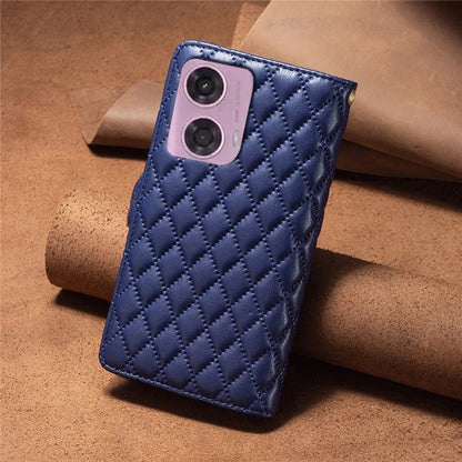 BINFEN COLOR BF Style-15 For Motorola Moto G24 4G / G04 4G PU Leather Phone Case Magnetic Closure Zipper Pocket